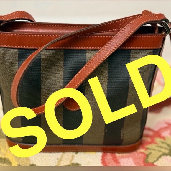 Fendi Handbags - SOLD Vintage FENDI Pequin Coated Canvas Adjustable Strap Crossbody Striped Bag
